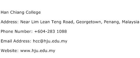 Han Chiang College Address Contact Number