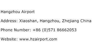 Hangzhou Airport Address Contact Number