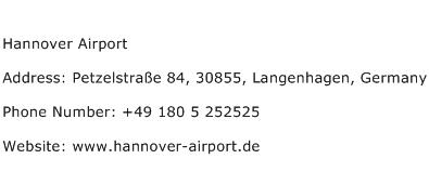 Hannover Airport Address Contact Number