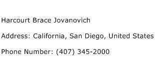 Harcourt Brace Jovanovich Address Contact Number
