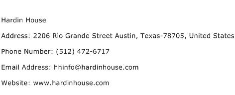 Hardin House Address Contact Number