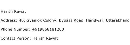 Harish Rawat Address Contact Number