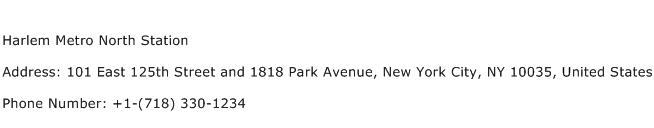 Harlem Metro North Station Address Contact Number