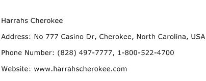 Harrahs Cherokee Address Contact Number