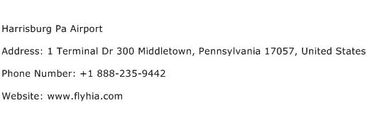 Harrisburg Pa Airport Address Contact Number