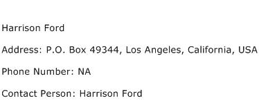 Harrison Ford Address Contact Number