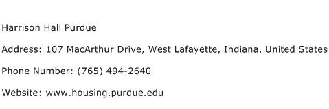 Harrison Hall Purdue Address Contact Number