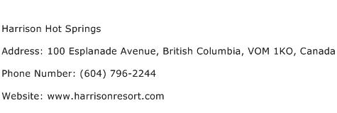 Harrison Hot Springs Address Contact Number