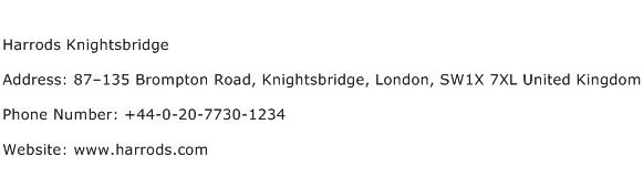 Harrods Knightsbridge Address Contact Number