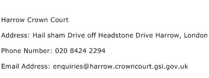 Harrow Crown Court Address Contact Number