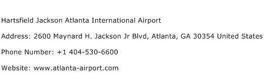 Hartsfield Jackson Atlanta International Airport Address Contact Number