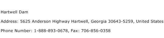 Hartwell Dam Address Contact Number