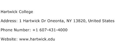 Hartwick College Address Contact Number