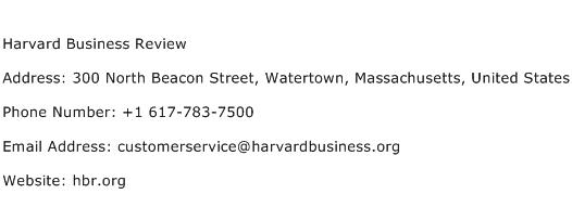 Harvard Business Review Address Contact Number