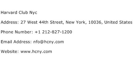 Harvard Club Nyc Address Contact Number