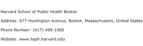 Harvard School of Public Health Boston Address Contact Number
