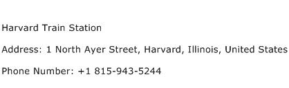 Harvard Train Station Address Contact Number