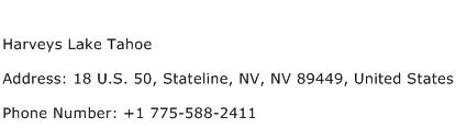 Harveys Lake Tahoe Address Contact Number