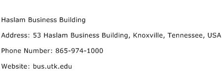 Haslam Business Building Address Contact Number