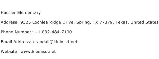 Hassler Elementary Address Contact Number