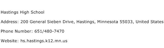 Hastings High School Address Contact Number