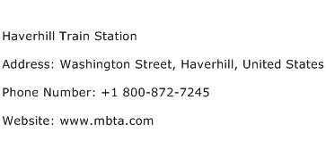 Haverhill Train Station Address Contact Number