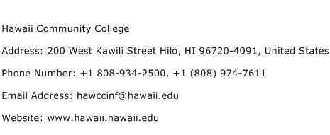 Hawaii Community College Address Contact Number