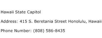 Hawaii State Capitol Address Contact Number