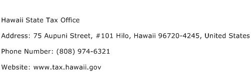 Hawaii State Tax Office Address Contact Number