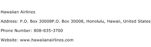 Hawaiian Airlines Address Contact Number