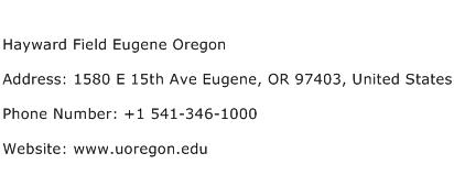 Hayward Field Eugene Oregon Address Contact Number