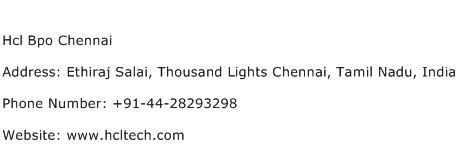 Hcl Bpo Chennai Address Contact Number