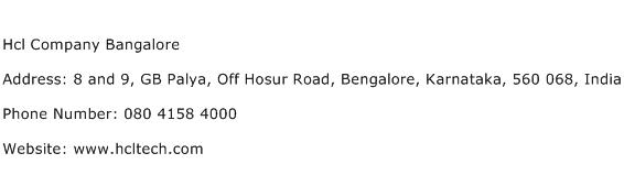 Hcl Company Bangalore Address Contact Number