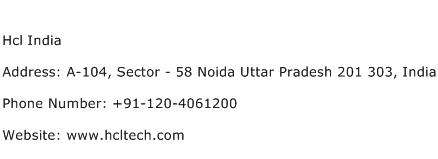 Hcl India Address Contact Number