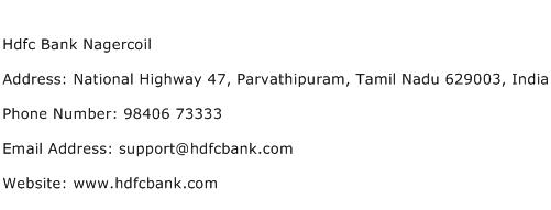Hdfc Bank Nagercoil Address Contact Number
