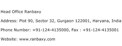 Head Office Ranbaxy Address Contact Number