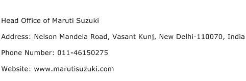 Head Office of Maruti Suzuki Address Contact Number