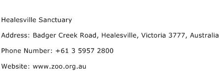 Healesville Sanctuary Address Contact Number