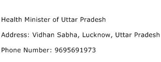 Health Minister of Uttar Pradesh Address Contact Number