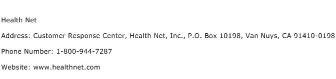Health Net Address Contact Number