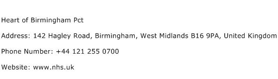 Heart of Birmingham Pct Address Contact Number