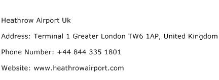 Heathrow Airport Uk Address Contact Number