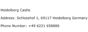 Heidelberg Castle Address Contact Number