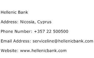 Hellenic Bank Address Contact Number