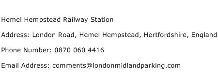 Hemel Hempstead Railway Station Address Contact Number