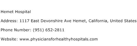 Hemet Hospital Address Contact Number