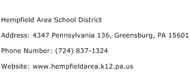 Hempfield Area School District Address Contact Number