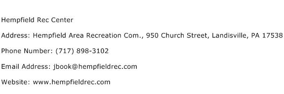 Hempfield Rec Center Address Contact Number