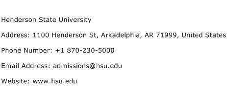 Henderson State University Address Contact Number