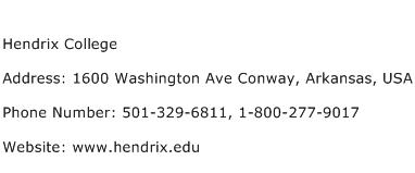 Hendrix College Address Contact Number